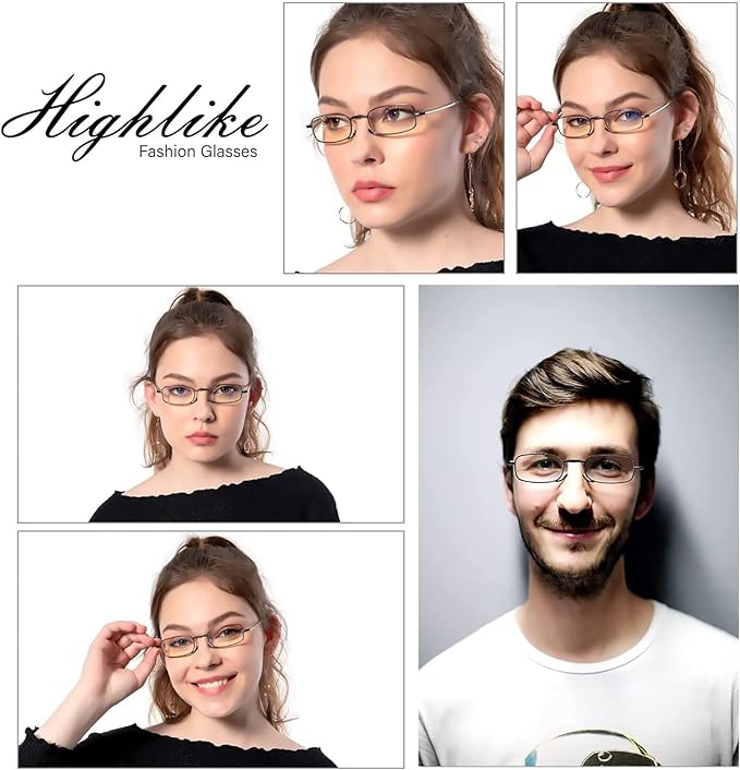 HIGHLIKE Hard Cases Folding Reading Glasses, Pocket Wallet Purse Compact Spring Hinge Readers, Transparent Clear Lens