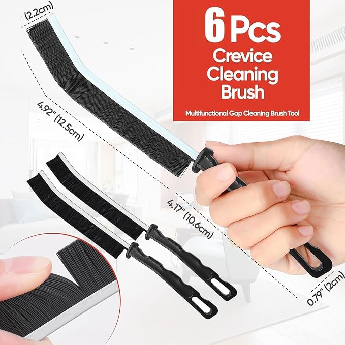 Crevice Cleaning Brush,6Pack Small Cleaning Brushes Grout Cleaner Brush Toilet Brush Scrub Brush for Shower Tile Skinny Gap Cleaning Tools for Household Use Bathroom (black-6pcs)
