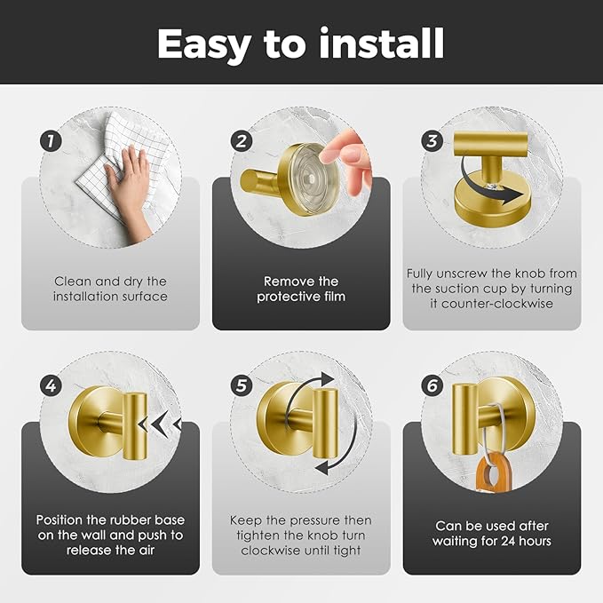 Shower Hooks for Inside Shower,No-Drill Removable&Reusable Towel Hooks for Bathroom,Heavy Duty Suction Cup Hooks for Glass Window,2 Packs(Gold)