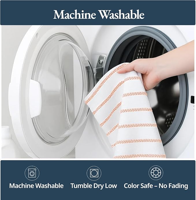 LANE LINEN Kitchen Towels Set – Pack of 6 Cotton Dish Towels, 18”x28”, Absorbent & Quick-Drying Tea Towels for Drying Dishes – Rust