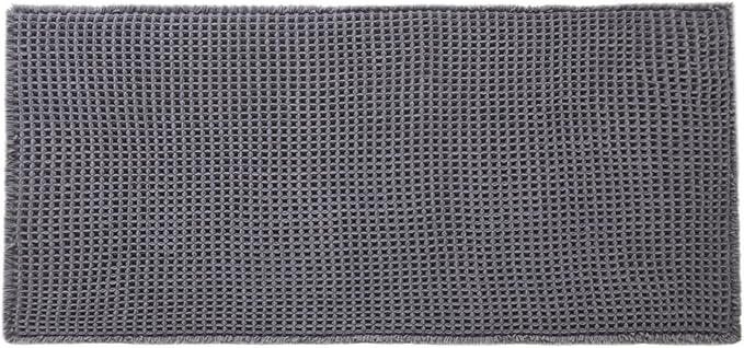 TYUU Waffle Bath Mat, Boho Bathroom Rugs Non Slip Washable Super Absorbent Quick Dry Bath Mat Farmhouse Bathroom Decor, 48"x24" Grey