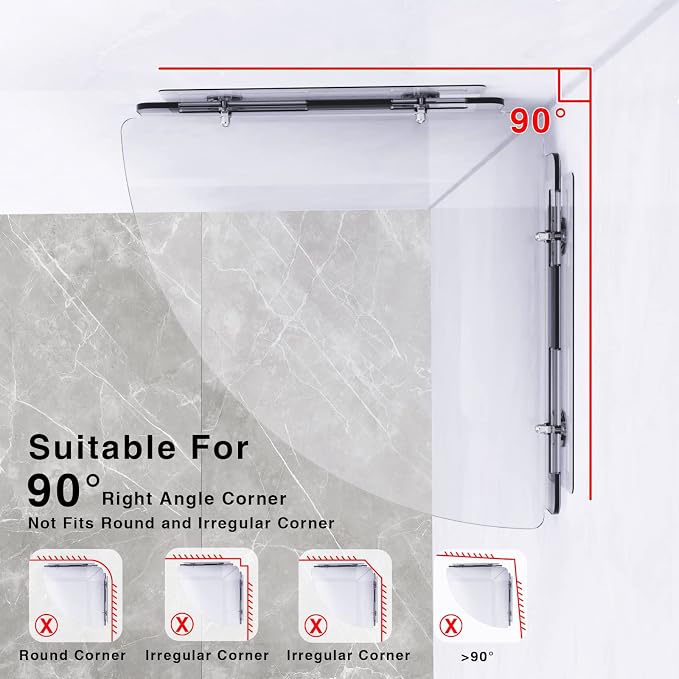 Bakzon Acrylic Corner Shelf 2 Pack, Adhesive Shower Caddy, 0.12" Thick Shatter-Resistant Clear Bathroom Corner Shelves for Tile Wall, No Drill Renter Friendly, 10×10 Inch, 20 lbs Capacity