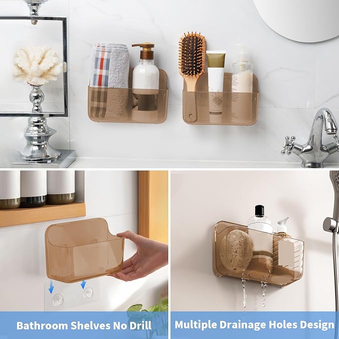 Diesisa 2pc Acrylic Wall Mount Organizer, Adhesive Cabinet Door Organizer,Acrylic Bathroom Shelves for Wall,No Drilling Hang Walls,with Self Adhesive Tape, for Bathroom, Kitchen, Living Room