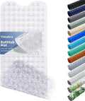 Yimobra Non Slip Bathtub Mat 40 x 16 Inch, Extra Long Shower Mat with Drain Holes, Machine Washable Baby Bath Mats, Strong Suction Cups for Bathroom Floor, Clear