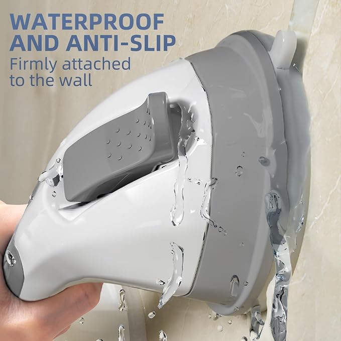 Shower Grab Bar Suction Cup 12 inch, 2 Pack Grab Bars for Bathtubs, Bathroom Safety Grip Shower Handle for Elderly and Seniors, Bath Handrails Removable Waterproof No Drilling Grey