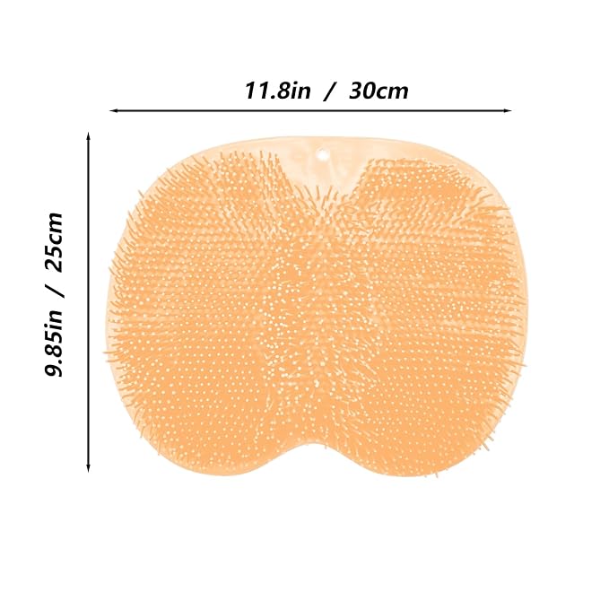 Shower Foot and Back Scrubber Mat,Wall Mounted Shower Foot Scrubber with Suction Cups,Exfoliating Silicone Massage Foot Cleaner for Shower(Yellow)