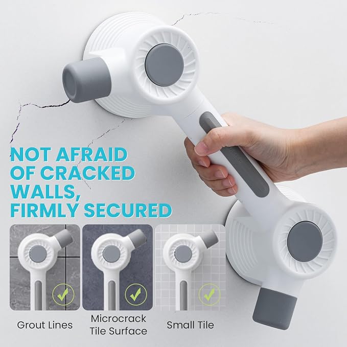 TAILI Grab Bars for Shower,Maximum 350lbs, Super Strong Adhesive Shower Grab Bars for Seniors, Shower Handles for Elderly Suction,Safety Grip Rails for Microcrack Tile,Drill-Free Waterproof