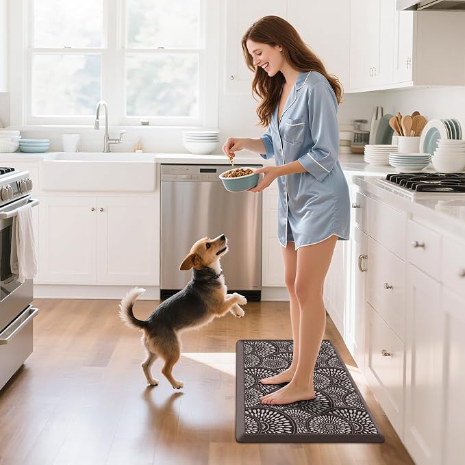 Mattitude 4/5 Inch Kitchen Mat, 20x51in Heavy Duty Ergonomic Comfort Foam Standing Desk Mat, Waterproof Non-Slip Standing Mats and Rugs for Kitchen, Office, Black
