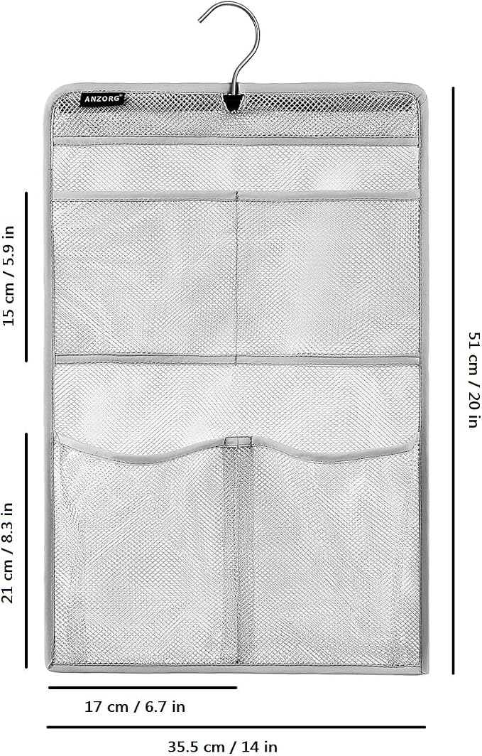 Mesh Shower Organizer Hanging Caddy Quick Dry Bathroom Storage for Toiletry Accessories with Rotating Hanger (4 Pockets)