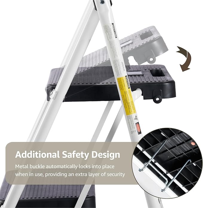 4-Step Ladder with Wide Anti-Slip Platform & Thick Rubber Feet | Heavy Duty Foldable & Portable | 330 lbs Capacity, Steel Frame, Rubber Handgrip, Folding Step Stool