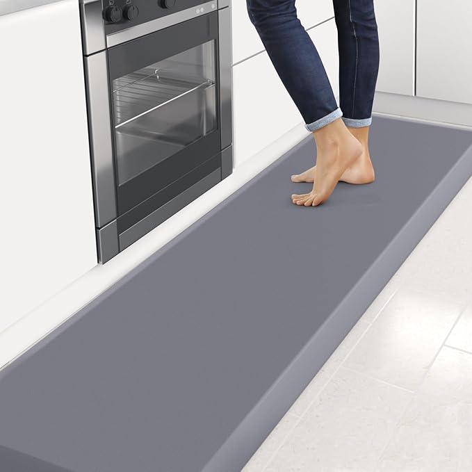 4/5 Inch Thick Kitchen Mats for Floor, StepRite Kitchen Rug for Standing Desk, Non-Slip, Thicker, Stain & Water Resistant, Comfort Anti Fatigue Floor Mat for Home, Kitchen, Office - Grey,108 * 30''