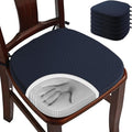 BUYUE Luxury Memory Foam Chair Cushions 6 Pack, Jacquard 16" U-Shape Comfortable Dining Chair Pads, Removable Slip Resistant Kitchen Chair Seat Cushions (Set of 6, Navy Blue)