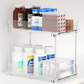 Yieach 2 Tier Pull Out Cabinet Organizer and Medicine Cabinet Storage for Supplement,Vitamin,Medication and Pill Bottle,10.4" Deep Pantry Organizers Drawer,Under Sink Organizer for Bathroom,Cupboard