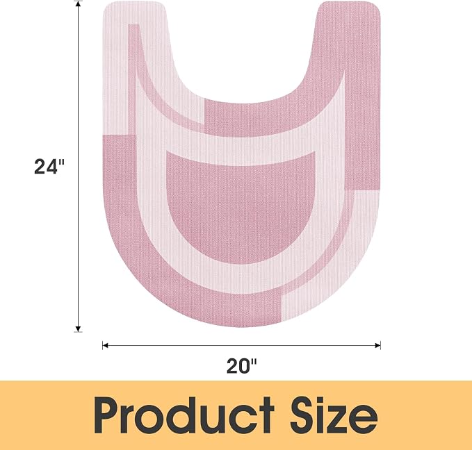 ACCUMTEK Non Slip Bath Mat, Thin Bathroom Rugs Fit Under Door, Quick Dry Bath Mats, Machine Washable Bath Rugs for Bathroom, Bathtub & Kitchen, Pink/Bordered/U-Shaped 24"x20"