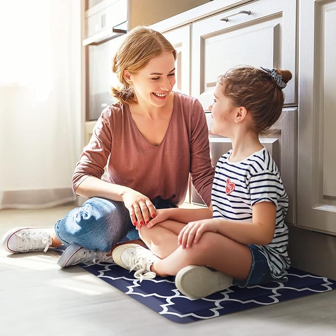 WISELIFE Kitchen Runner Rugs Anti-Fatigue mats - 4/5 Inch Non Slip Waterproof Ergonomic Comfort Mat for Kitchen, Floor Home, Office, Sink, Laundry (17.3"x 28",Blue)