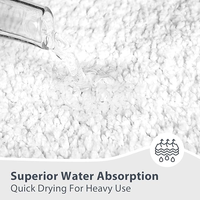 anllugs Bathroom Rugs 30" x 60", Non-Slip Extra Soft Absorbent Bath Rugs, Machine Washable Quick Dry Bath Mats for Bathroom Floor, Shower, Bathtub and Sink, White