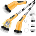 Electric Spin Scrubber for Cleaning Bathroom, Shower Scrubber Cordless Cleaning Brush with IPX7 Waterproof & 2 Speed, 3 Floor Machine Pads, Bathroom Cleaning Supplies for Shower Tub Yellow