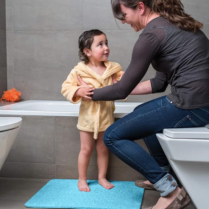 godehone Shower Mats Non Slip Without Suction Cups, PVC Loofah Bathroom Mats, Loofah Mats for Shower and Bathroom, Quick Drying, 23.6× 34.6 Inch, Turquoise Blue