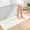 OLANLY Memory Foam Long Bathroom Rugs Runner 47x17, Super Soft Absorbent Bath Mat, Quick Dry, Machine Washable Shower Floor Rugs, Bathmat Carpet, Bathroom Home Decor Accessories, Ivory