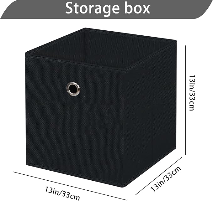 13x13x13 storage cube bins,collapsible fabric storage cubes Decorative storage basket,13 inch Record cube storage box for shelves,clothing,shelf,drawer,bathroom organizer,Set of 3 (Black)