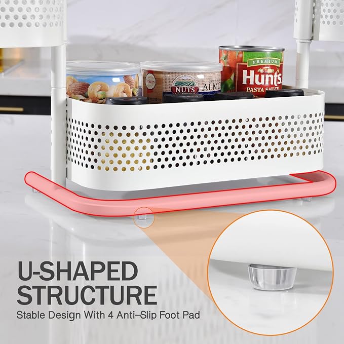3-Tier Rotating Bathroom Counter Organizer, Vanity Tray for Makeup & Skincare, Countertop Spice Rack Storage, Space-Saving Shelf for Bathroom, Kitchen, Laundry Room, Baby Bottle Station, White