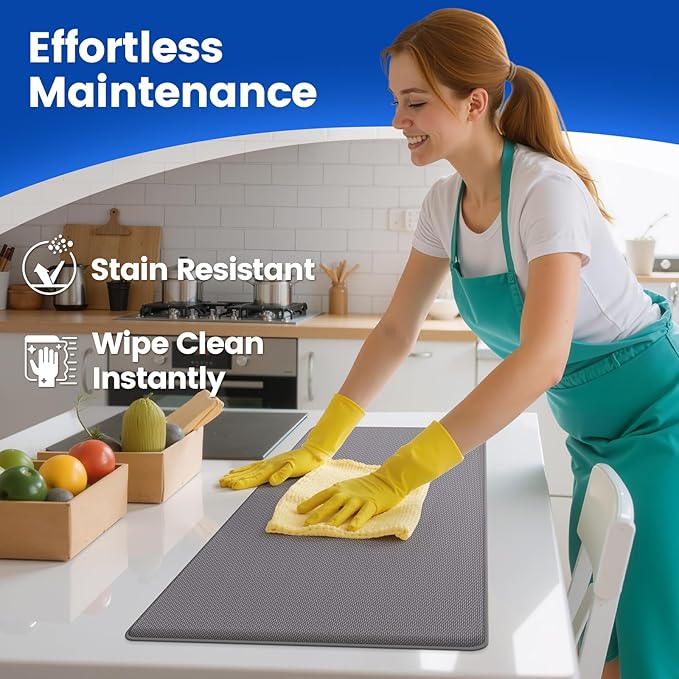 KitchenClouds Kitchen Mats for Floor,3PCS Kitchen Rugs,Non Slip Anti Fatigue for Kitchen Floor,Waterproof Kitchen Sink Mat,Cushioned Standing and Comfort Mats for Office,Grey