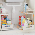 Under Sink Organizer, Heavy Duty Metal Pull Out Cabinet Organizer Slide Out Sink Shelf Organizer Height Adjustable, Multi-Purpose Storage Shelf for Kitchen Bathroom(Sand,2Pack)