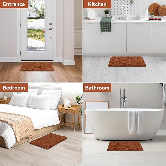 Bcoimo Bathroom Rugs 24x17, Bath Mats for Bathroom Non Slip with Rubber Backing,High Absorbent Microfiber Bath Rugs Quick Drying, Machine Washable, Durable Decor