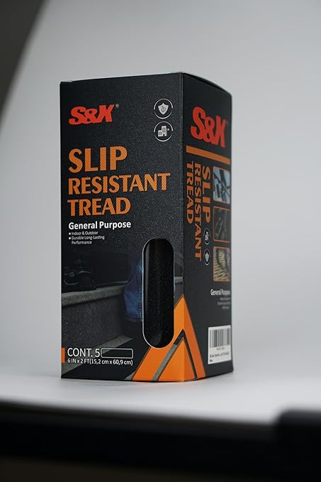 S&X Stair Treads Anti-Slip Tape,6 Inch X 24 Inch,(5-Pack) – Triple Layered Protection – Comfortable Anti-Slip Protection for All Slippery Surfaces – Weather Resistant Heavy Duty Tape