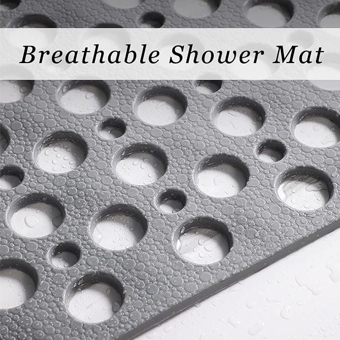 Tiamo Extra Large Non Slip Shower Mat for Inside Shower, 47x32 Inch Oversized Shower Stall Mat,Bath Mat for Shower with Big Suction Cups,Drain Holes,Two-Sided Anti-Slip
