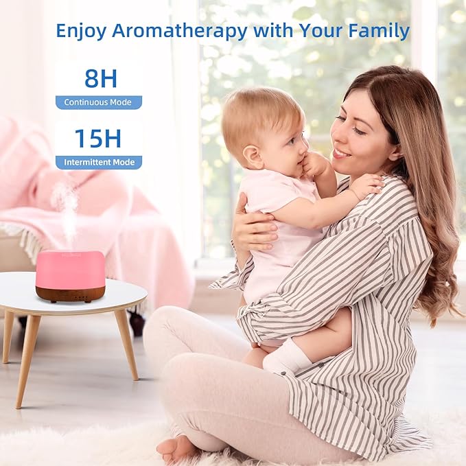 SPLITSKY 300ML Essential Oil Diffuser Aromatherapy Diffuser, Quiet 8 Hours Operation, 7-Color LED Light, 4 Timer, Remote Control, Auto-Off, Easy to Clean, for Bedroom, Living Room, Office, Home Gifts