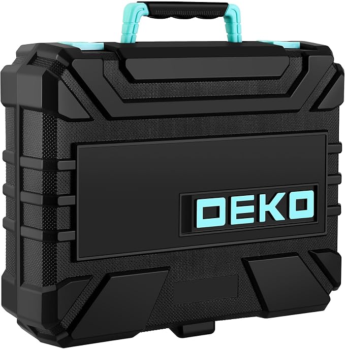 DEKOPRO Drill Set: Tool Set with 8V Cordless Drill, Home Tool Kit with Drill, Hand Tool Kits for Women 126 Piece, Turquoise
