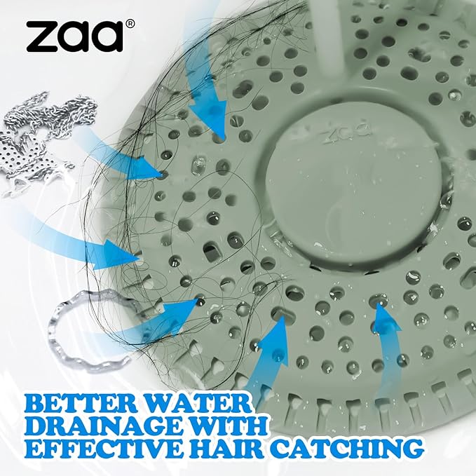 zaa Shower Drain Hair Catcher, 2 Pack Premium Silicone Drain Protector & Shower Drain Cover for Regular Drains of Shower Room, Bathroom, Sink, Green