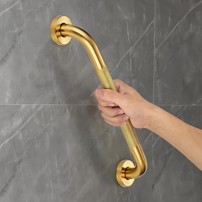 Grab Bars for Shower, 2 Pack 20-Inch Anti Slip Shower Handles for Elderly, Safety Shower Grab Bar, Stainless Steel Handicap Grab Bars for Bathroom,Toilet (Gold, 1" Diameter)