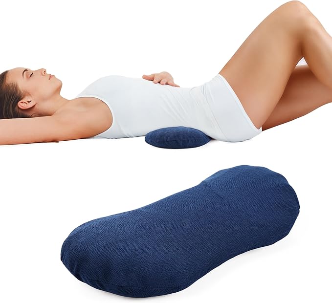 COMFYTHERA Lumbar Support Pillow for Sleeping Memory Foam Lumbar Support Cushion for Lower Back Pain Relief, Back Support Bed Pillow Waist Support (Dark Blue, Small)