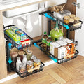Under Sink Organizer, 2 Tier Metal Under Sink Organizers and Storage, 2 Pack Height Adjustable Slide out Pull out Cabinet Organizer Shelf for Kitchen Bathroom Pantry Cabinet