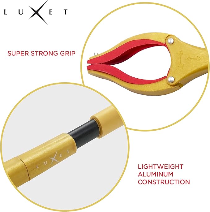 Grabber Reacher Tool - Latest Version Luxet 19 Inch Gold&Black, Foldable Pick Up Stick - Strong Grip Magnetic Tip - Heavy Duty Trash Picker Claw Reacher Grabber Tool Elderly Wheelchair Mobility Aid