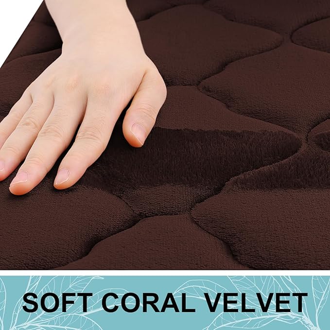 OLANLY Memory Foam Toilet Rugs U-Shaped 24x20, Ultra Soft and Absorbent Bathroom Rugs, Non-Slip, Comfortable, Machine Washable Contour Bath Mat for Toilet Base, Home Decor Accessories, Brown