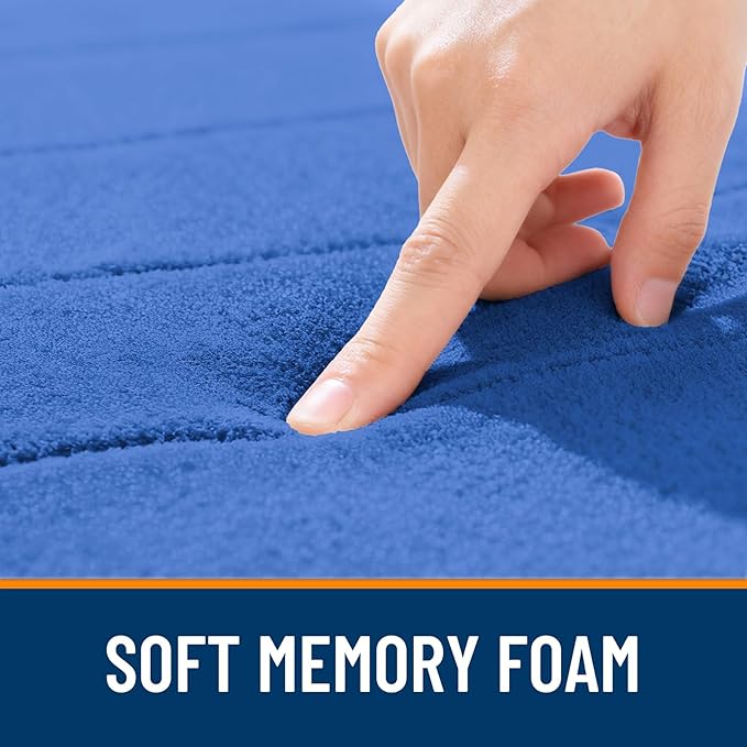 OLANLY Memory Foam Bath Mat 44x32, Super Soft Absorbent Bathroom Rugs, Quick Dry, Machine Washable Shower Floor Rugs, Bathmat Carpet, Bathroom Home Decor Accessories, Deep Navy Blue