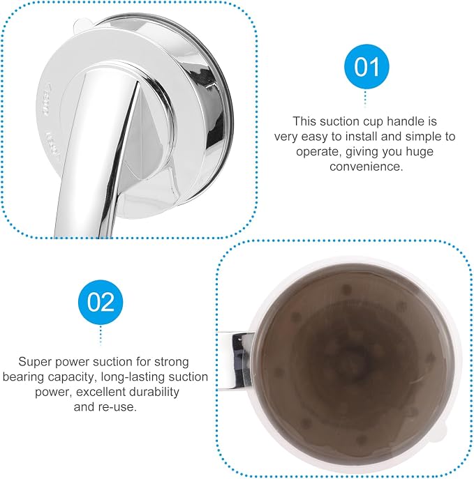Healeved Suction Grab Bar 7.7 Inch Suction Cup Handle for Bathroom Safety Support Elderly Shower Grab Bar Portable Handle for Bathtubs and Showers
