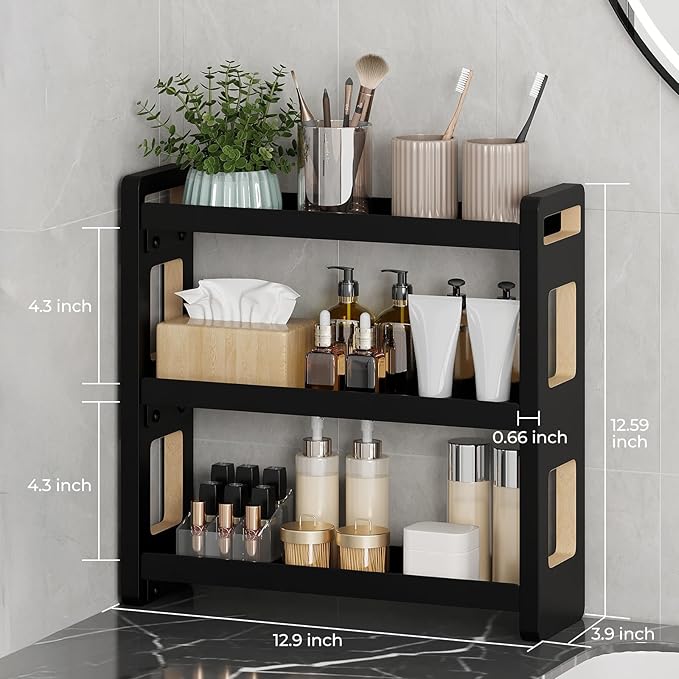 Bathroom Counter Organizer,Bathroom Counter Shelf,Bathroom Organizers,Under Sink Organizer,Cologne Organizer For Men,Cologne Cabinet,Father Day Gift for Dad(Black 3 Tier)