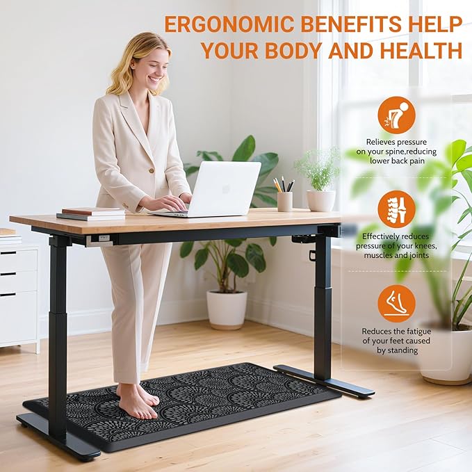 Mattitude Kitchen Mat, 17.3x39in Heavy Duty Ergonomic Comfort Foam Standing Desk Mat, Waterproof Non-Slip Standing Mats and Rugs for Kitchen, Office, Laundry, Black