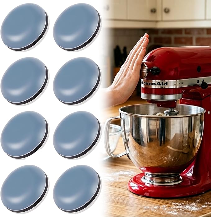 8PCS Appliance Sliders for Kitchen Grey,Self-Adhesive Small Kitchen Appliance Slider Hacks Easy to MovIing & Space Saving Must Have Gadgets Mixer Accessories for countertop
