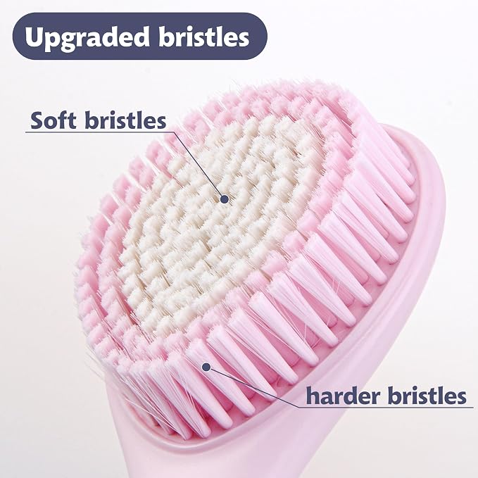 BEDELITE Back Scrubber for Shower, Soft Bath Brush Long Handle for Men & Women(16.4 Inches), Anti Slip Body Scrubber Exfoliator for Cleaning(Pink)