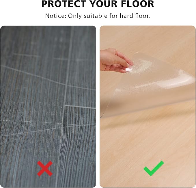 Clear Floor Mat for Home, 5'×8' Large Non-Slip Plastic Rug for Under Kitchen Table, Durable Waterproof Vinyl Area Mat for Spills, Dog Accident, Anti-Scratch Floor Protector for Dining Room