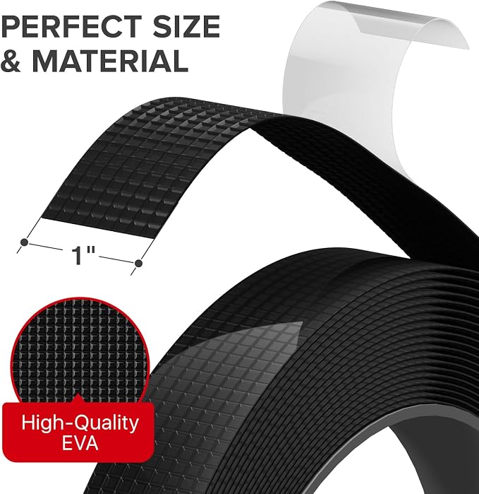 X-Protector Rubber Grip Tape - 1" x 12' Non-Abrasive Grip Roll - Heavy-Duty Non Slip Adhesive Strips - Black Waterproof Rubberized Grip Tape for Handles!