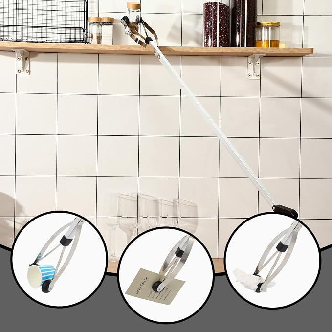 Sabary 2 Pcs 43 Inch Suction Cup Grabber Reacher Heavy Aluminum Trash Pick up Stick, Long Handy Aids Nonslip Claw Reach Tool for Elderly Pick up Trash Arm Extension Litter Picker(Black)