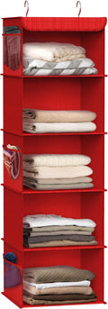 Simple Houseware 5 Shelf Hanging Closet Organizer, Red