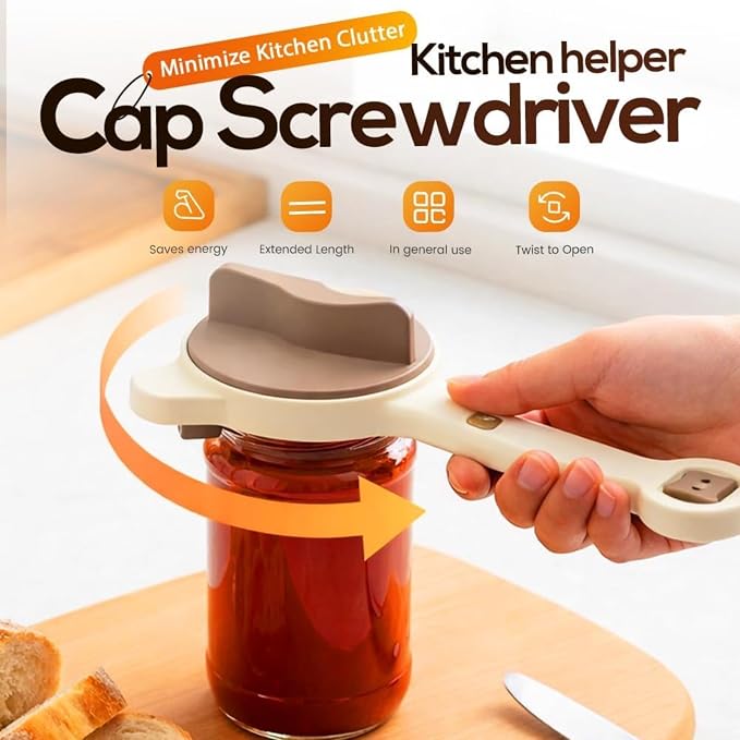 2026 New 4-in-1 Multi-Purpose Jar Opener, Adjustable Stainless Steel Ergonomic with Non-Slip Teeth, Jar Opener for Weak Hands, Multi Size Lid Tool for Jars, Cans, Wine Bottles (Gray)