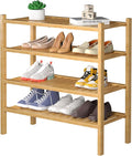 ROMGUAR CRAFT 4 Tier (Thick) Bamboo Shoe Rack for Closet Free Standing Wood Shoe Shelf for Entryway Small Space Stackable 27"x12"x28" (Natural)
